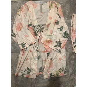 Plum Pretty Sugar Small Oversized Baby Pink Floral Kaftan Robe 100% Cotton Bride